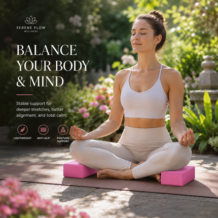 Yoga Gym Blocks Brick Foam Pair Exercise Training Pilates Meditation Anti Slip
