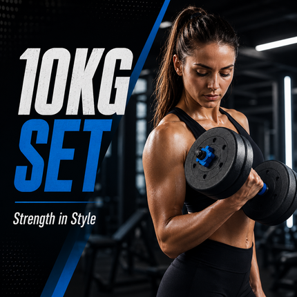 Dumbbell Barbell Set 10KG Adjustable Home Gym Weights Push Up Bar Rod