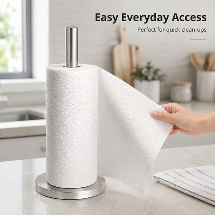 Kitchen Roll Holder Stainless Steel Freestanding Paper Towel Stand Silver 32.5cm
