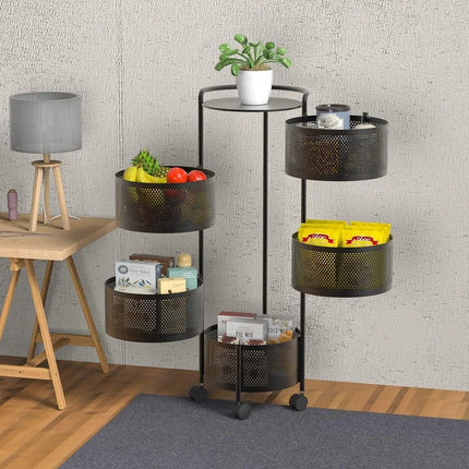 6 Tier Storage Rack Kitchen Rotating Vegetable Serving Trolley Cart Bath Shelf