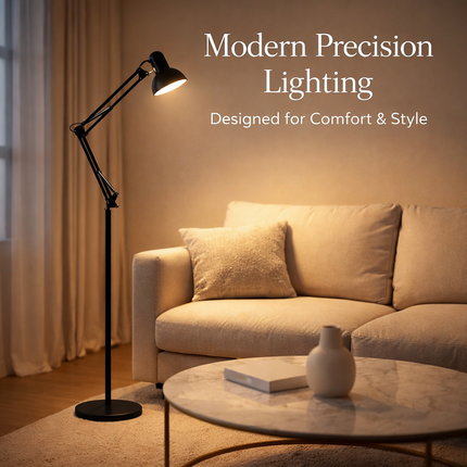 Modern Metal Floor Lamp Flexible Swing Arms for Reading Adjustable Swing Light