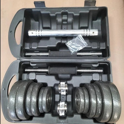 Adjustable Dumbbell Barbell Set Cast Iron 15-50KG Body Building Set - Box Damage