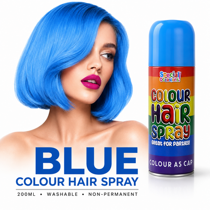 1x Adult Party Color Hair Spray 200ml Blue Washable Non-Permanent Hair Paint
