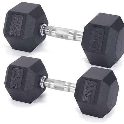 2.5kg Rubber Hex Dumbbells – Pair