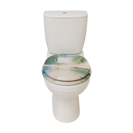 18" Universal Toilet Seat MDF Wooden Bathroom WC Easy Fit + Fittings Novelty
