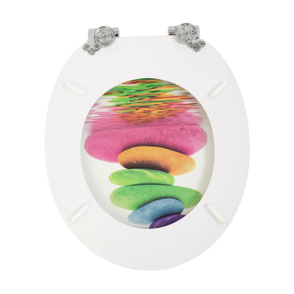 18" UNIVERSAL BATHROOM TOILET SEAT WOODEN EASY FIT WC SEAT WITH FITTINGS