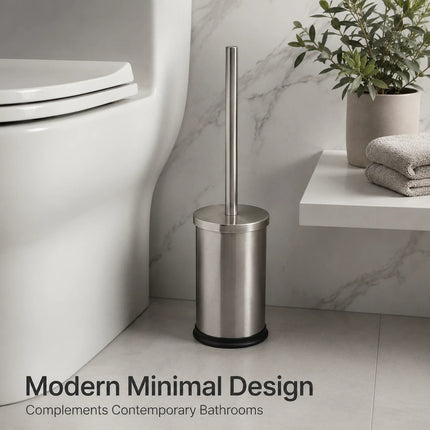 Stainless Steel Toilet Brush & Holder Bathroom WC Cleaning Brush Set Long Handle