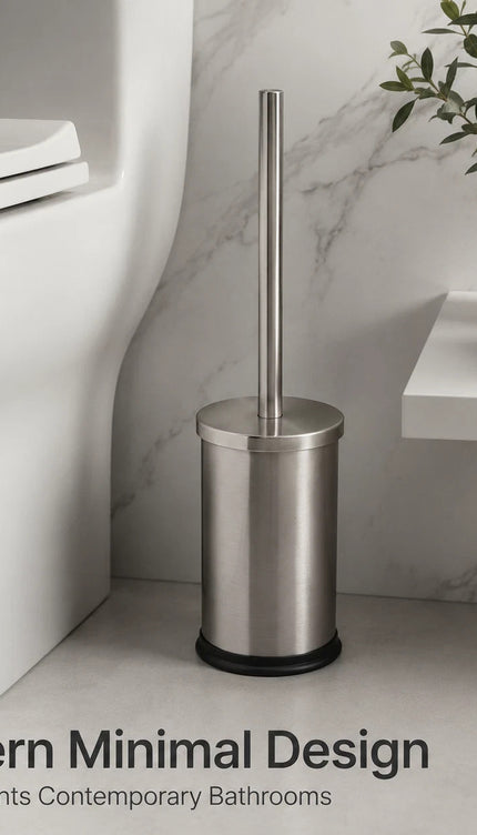 Stainless Steel Toilet Brush & Holder Bathroom WC Cleaning Brush Set Long Handle