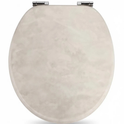 Universal Toilet Seat Natural Stone Effect Wooden Bathroom WC Seat &Fittings 18"
