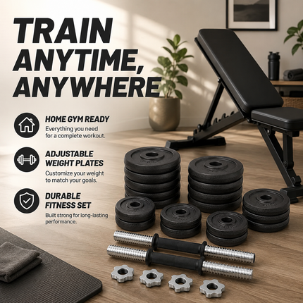 Weight Plates Cast Iron Dumbbell Handles Nuts Set