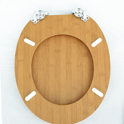 18" Universal Toilet Seat MDF Wooden Bathroom WC Easy Fit + Fittings Novelty