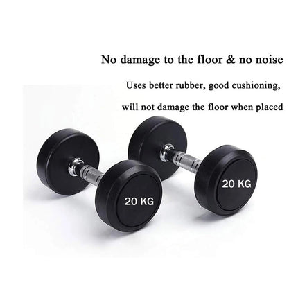 20KG Dumbbells Pair Rubber Round Lifting Hand Weights Home Gym Fitness