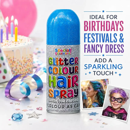 Temporary Hair Colour Spray 200ml Washable Glitter & Classic Dress Party Colours