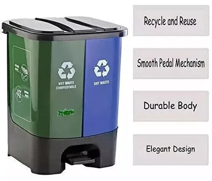 16L 20L 40L Recycling Pedal Bin Double Compartment Kitchen Waste Dustbin