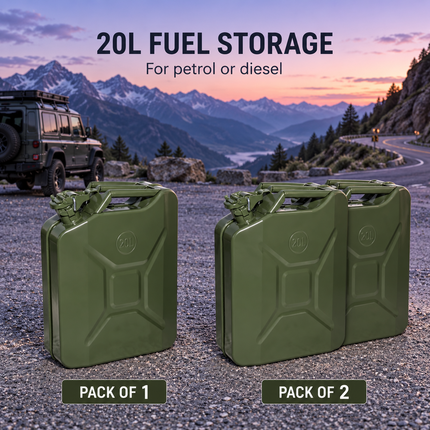 Metal Jerry Can 5L 10L 20L & Spout Heavy Duty Petrol Diesel Storage Container