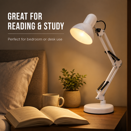 Adjustable Architect Desk Lamp E27 with Base & Clamp Metal Swing Arm Study Light