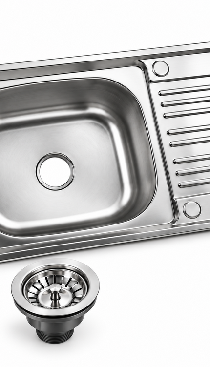 Stainless Steel Kitchen Sink with Drainer – 75 × 45 cm