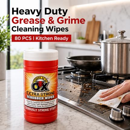 Scrubber Wipes 80 Pcs Heavy Duty Grease Grim Dirt Kitchen Bathroom Cleaning Wipe