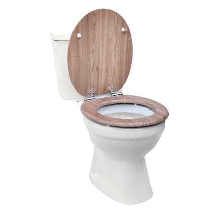 18" Universal Toilet Seat MDF Wooden Bathroom WC Easy Fit + Fittings Novelty