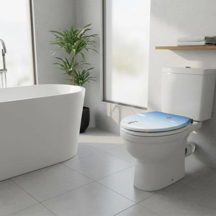 18" Universal Toilet Seat Penguin Design Easy Fit Bathroom WC Seat With Fitting