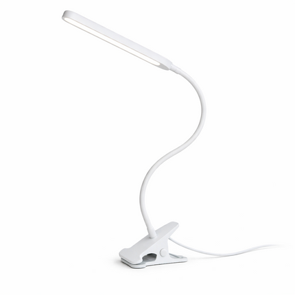 Clip On LED Desk Lamp Silver USB Powered Flexible Adjustable Clamp Reading Light