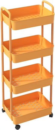 4 Tier Storage Rack Shelf Rotating Kitchen Bathroom Serving Rolling Trolley Cart