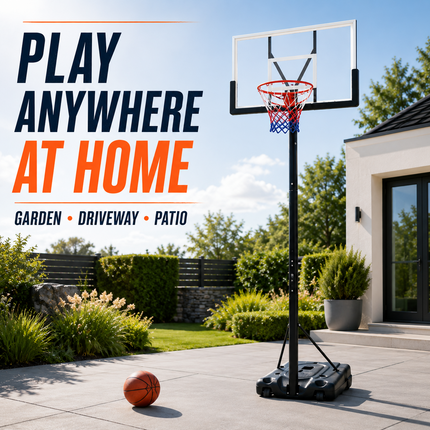 Portable Basketball Hoop Stand 6.5-10FT Adjustable Height Backboard Wheeled Base
