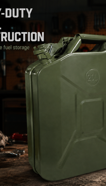 Metal Jerry Can 20L & Spout Heavy Duty Petrol Diesel Storage Container