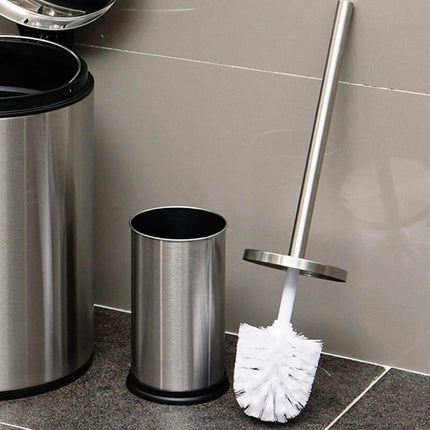 Stainless Steel Toilet Brush & Holder Bathroom WC Cleaning Brush Set Long Handle