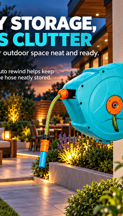 20M Wall Mounted Retractable Hose Reel with Spray Nozzle