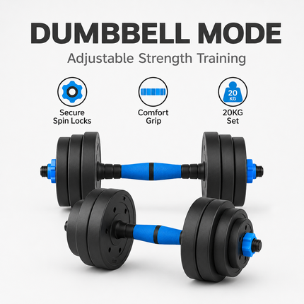Dumbbell Barbell Set 20KG Adjustable Home Workout Kit