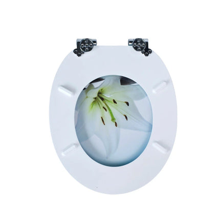 Universal Toilet Seat Lilly &Stones Design MDF Bathroom WC Seat 18" With Fitting