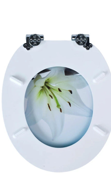 Universal Toilet Seat Lilly &Stones Design MDF Bathroom WC Seat 18" With Fitting