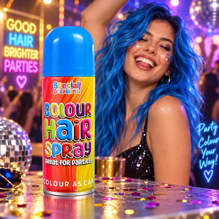 Temporary Hair Colour Spray 200ml Washable Glitter & Classic Dress Party Colours