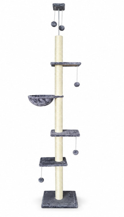 Floor to Ceiling Cat Tree 252cm Multi Level Sisal Scratching Post Hammock Toy