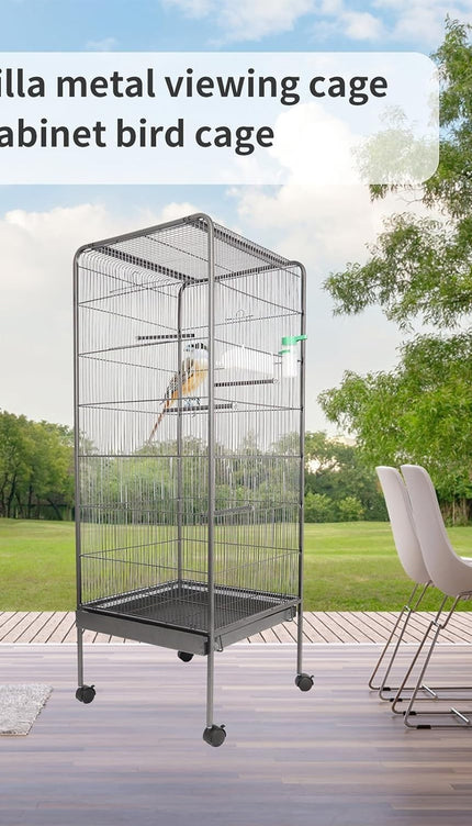 Large 53" Steel Bird Cage Standing Flight Aviary for Parrots Cockatiels & Pigeon