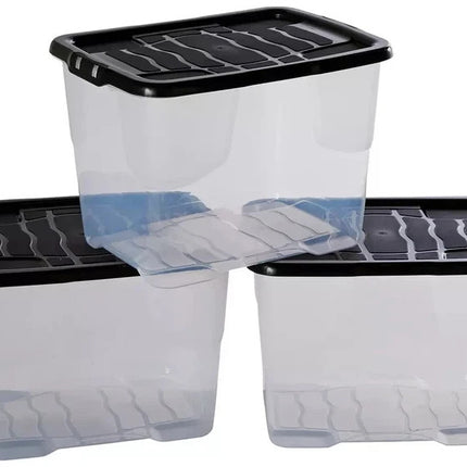 24L Storage Boxes with Lids – 3 Pack