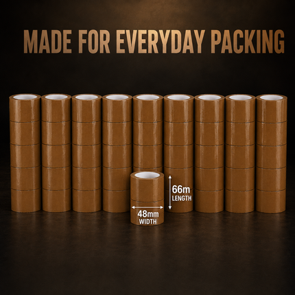 Parcel Tape 48mm X 66m Strong Heavy Duty for Secure Box Packing 36-Rolls Brown