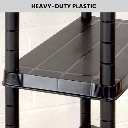 4 Tier Shelf Shelving Rack Shelves Plastic Racking Home Storage Unit Black