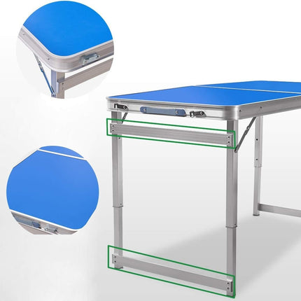 Portable Folding Camping Table & 4 Stools Set Adjustable Aluminium Outdoor BBQ