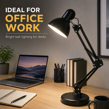 Adjustable Architect Desk Lamp E27 with Base & Clamp Metal Swing Arm Study Light