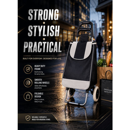 Folding Shopping Trolley with Waterproof Bag