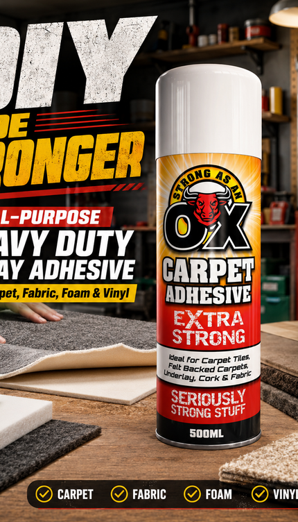 2 Pack Adhesive Glue Spray 500ml HeavyDuty Multi-Purpose Carpet Fabric Foam Tile