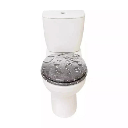 Universal Toilet Seat Water Droplets Black Novelty Easy Fit Bathroom WC Seat 18'