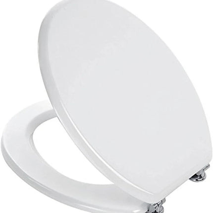 18" Universal Toilet Seat White Easy Fit Bathroom WC Seat With Fittings