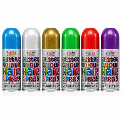 Temporary Hair Colour Spray 200ml Washable Glitter & Classic Dress Party Colours