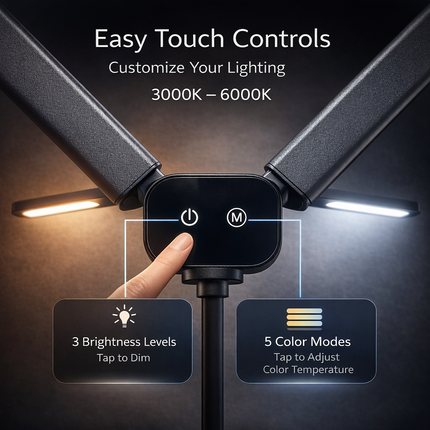 LED Desk Lamp with Clamp Double Dual Head Table Reading Craft Office Home Light