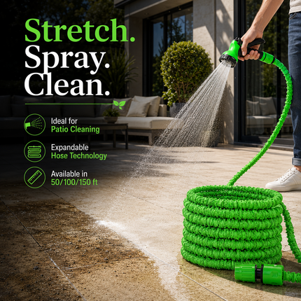 Garden Hose Pipe Spray Gun Expandable Flexible Anti Kink Lawn Patio 50/100/150ft