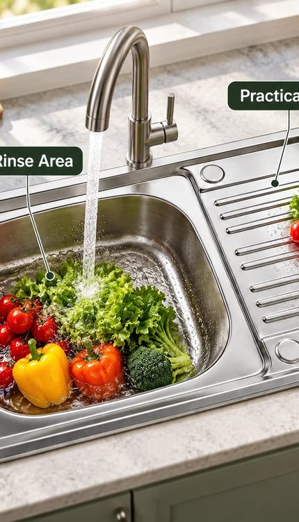 Stainless Steel Single Bowl Kitchen Sink with Draining Board