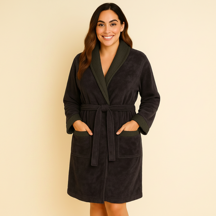 Small Anthracite Unisex Cotton Terry Bathrobe Gown Soft Spa Robe Men Women